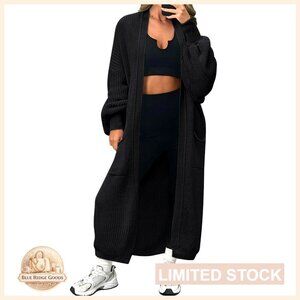 Oversized Long Cardigan Open Front Duster Sweater Coatigan with Pockets